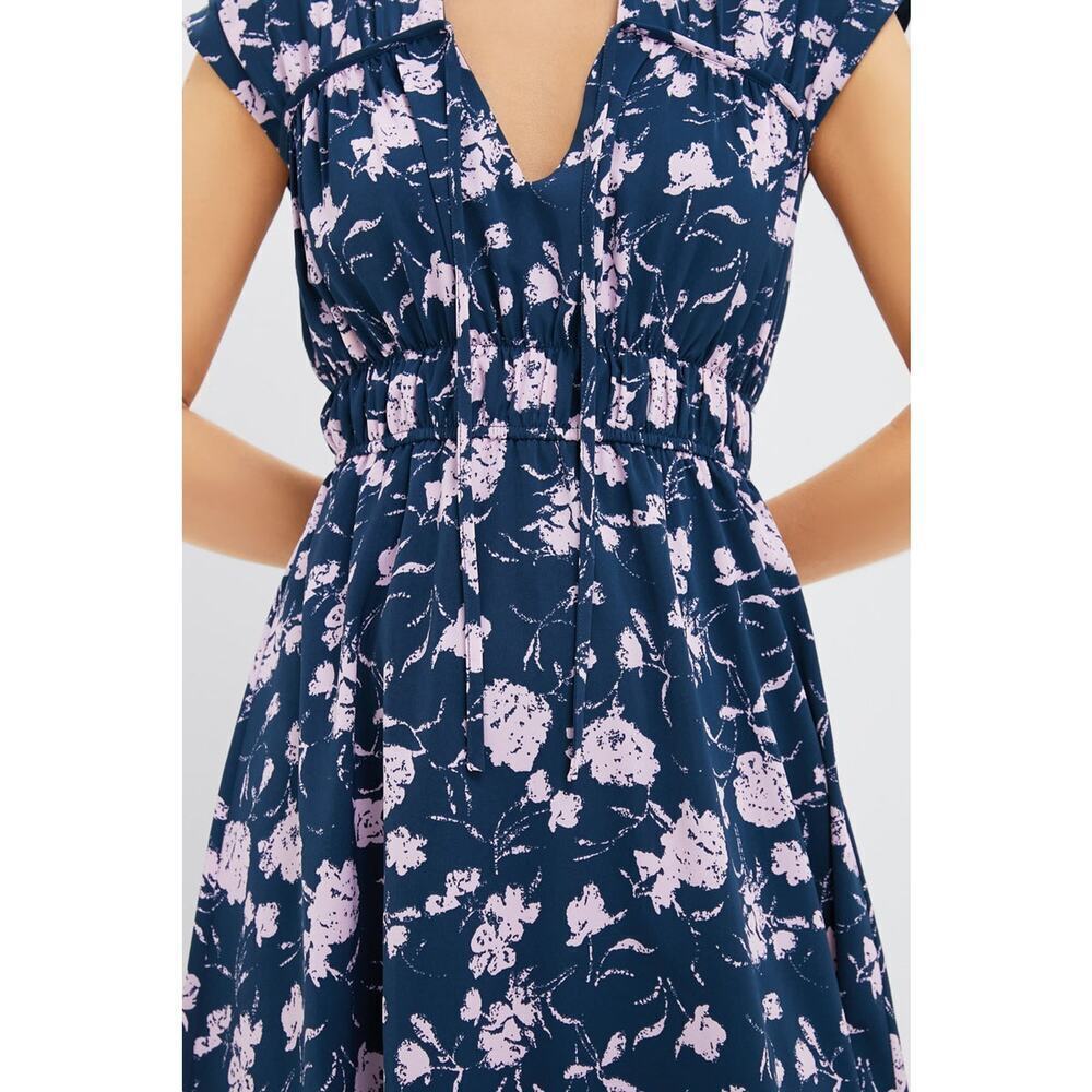 HYACINTH HOUSE Navy & Blush Abstract Floral Amanda Midi Dress Size S NWT - Picture 6 of 8